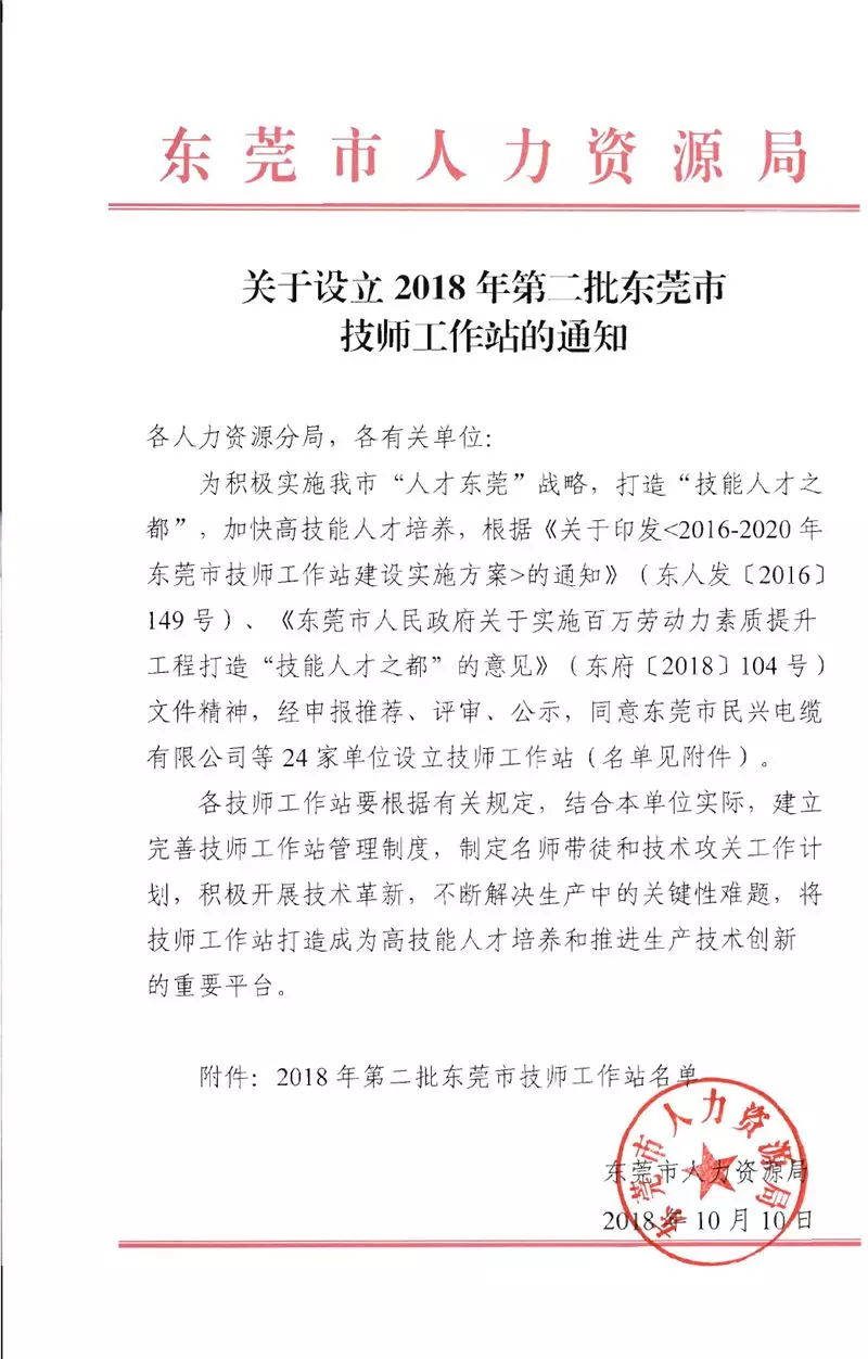 广东智通人才连锁股份公司被评为2018年第二批东莞市技师工作站04